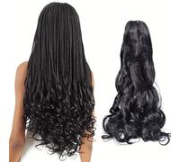 Locescsoc 24 Inch French Curls Braiding Hair 8 Packs Spanish Curly Braids Pre Stretched Loose Wave Soft French Curl Synthetic Braiding Hair Extensions for Women (1B, 24 Inch (Pack of 8))