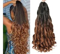 Locescsoc 24 Inch French Curls Braiding Hair 8 Packs Spanish Curly Braids Pre Stretched Loose Wave Soft French Curl Synthetic Braiding Hair Extensions for Women (OT4/30, 24 Inch (Pack of 8))