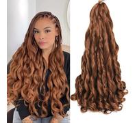 Locescsoc 24 Inch French Curls Braiding Hair 8 Packs Spanish Curly Braids Pre Stretched Loose Wave Soft French Curl Synthetic Braiding Hair Extensions for Women (30#, 24 Inch (Pack of 8))