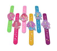 LOCHSOEL Lot de 6 bracelets sirène Slap pour enfants - Bracelets réglables en silicone pour fêtes, prix en classe, jeux de carnaval - Cadeaux d'anniversaire pour garçons et filles