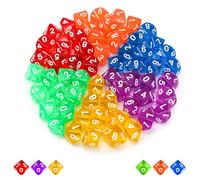Lociban Jeu de Dés D10, Lot de 60 Dés Polyédriques à 10 Faces, Dés à Jouer pour Jeux de Rôle DND RPG MTG