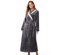 LOCIIXAT Peignoirs en polaire chauds pour femmes Robes d'hiver à manches longues et à capuche en molleton pelucheux pour dames, gris, 36-40