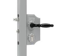 Locinox LAKY Serrure à grille décorative pour portes à bijoux | Revêtement par poudre - Différentes couleurs (argent, largeur du cadre 40-50 mm)