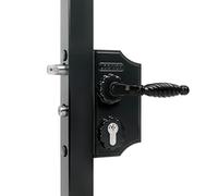 Locinox LAKY Serrure à grille décorative pour portes à bijoux | Revêtement par poudre (RAL 9005 - noir profond, largeur du cadre 50-60 mm)