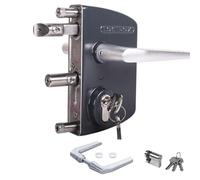 LOCINOX - Serrure de portail battante LAKQ100100 U2, gris anthracite RAL 7016, pour profilés de cadre de 100 à 120 mm - Serrure de portail de jardin, serrure de portail battante, serrure de boîte avec