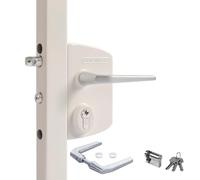 LOCINOX - Serrure de portail battante LAKQ3030 U2, blanc pur RAL 9010, pour profilés de cadre de 30 à 50 mm, serrure de portail de jardin, serrure de portail battante, serrure de boîte avec cylindre à