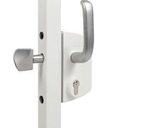 Locinox Serrure de Porte Coulissante Lskz Hoftorschloss, Ecluse, Château pour Portails Coulissants avec Couche de Poudre Edelstahlmechanismus (RAL9010 - Blanc Pur, Largeur Du Cadre 100x100 MM)