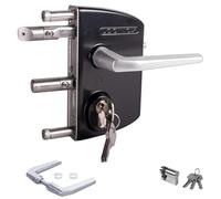 Locinox Serrure Sécurité LAKQ6060 U2, Tiefscharz Ral 9005 pour 60 À 80mm Rahmenprofile - Gartentorschloss, Flügeltorschloss, Château de Boîte Avec Cylindre Pour Dévisser, Gartentürschloss