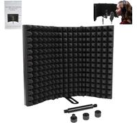 Locisne Bouclier D¿Isolation Microphone,Bouclier Professionnel Réflecteur Mousse Absorbant Le Son Du Studio Pliable Mic Pour Le Support Comptoir Table Studio Pour D¿Enregistrement Studio,Noir