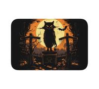 Lock Edge DDCXZPP Tapis de sol ourlet 40 x 60 cm Motif chat sur croix Tombstone Tampon antidérapant Fond moulé goutte à goutte, idéal facile à nettoyer et résistant à la décoloration