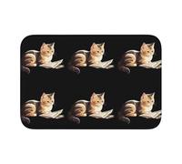 Lock Edge Tapis de sol ourlet 101,6 x 152,4 cm MJHKXLJ chaton lisant un journal soigneusement imprimé pour toilettes, coiffeuse, maison de vacances, salle de bain principale, salle de bain pour