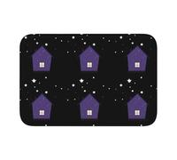 Lock Edge Tapis de sol ourlet 101,6 x 152,4 cm MJHKXLJ Little Purple House Under The Starry Sky imprimé pour toilettes, coiffeuse, maison de vacances, salle de bain principale, salle de bain pour