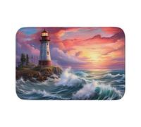 Lock Edge Tapis de sol ourlet 101,6 x 152,4 cm Motif phare YYHHAOFA Peinture diamant pour toilettes, coiffeuse, maison de vacances, salle de bain principale, salle de bain pour enfants et suite