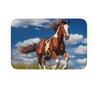 Lock Edge Tapis de sol ourlet 101,6 x 152,4 cm WHJSHOP chevaux qui courent - Image pour toilettes, coiffeuse, maison de vacances, salle de bain principale, salle de bain pour enfants et suite