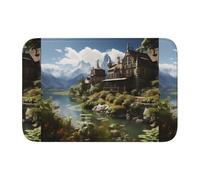 Lock Edge Tapis de sol ourlet 101,6 x 152,4 cm WHJSHOP image de ville de conte de fées pour toilettes, coiffeuse, maison de vacances, salle de bain principale, salle de bain pour enfants et suite