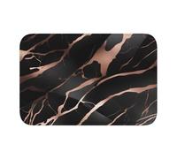 Lock Edge Tapis de sol ourlet 101,6 x 152,4 cm WHJSHOP noir et or rose marbre pour toilettes, coiffeuse, maison de vacances, salle de bain principale, salle de bains pour enfants et suite d'invités