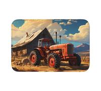 Lock Edge Tapis de sol ourlet 101,6 x 152,4 cm YYHHAOFA motif tracteur de ferme rouge pour toilettes, coiffeuse, maison de vacances, salle de bain principale, salle de bain pour enfants et suite