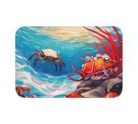 Lock Edge Tapis de sol ourlet 101,6 x 152,4 cm YYHHAOFA Petit crabe à l'intérieur Motif en T pour toilettes, coiffeuse, maison de vacances, salle de bain principale, salle de bain pour enfants et
