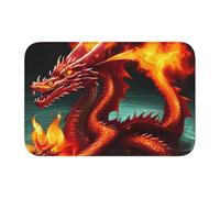 Lock Edge Tapis de sol ourlet 101,6 x 152,4 cm YYHHAOFA Roi dragon en motif feu pour toilettes, coiffeuse, maison de vacances, salle de bain principale, salle de bain pour enfants et suite d'invités