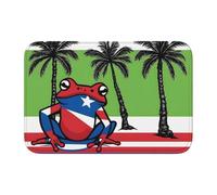Lock Edge Tapis de sol ourlet 101,6 x 152,4 cm YYHWHJDE Drapeau Porto Rico grenouille palmiers motif antidérapant fond moulé goutte à goutte, idéal facile à nettoyer et résistant à la décoloration