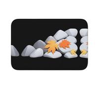 Lock Edge Tapis de sol ourlet 101,6 x 152,4 cm YYHWHJDE feuilles d'érable sous les rochers imprimés pour toilettes, coiffeuse, maison de vacances, salle de bain principale, salle de bain pour enfants
