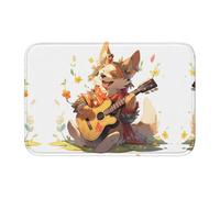 Lock Edge Tapis de sol ourlet 101,6 x 152,4 cm YYHWHJDE guitare chiot dans les pétales imprimés pour toilettes, coiffeuse, maison de vacances, salle de bain principale, salle de bain pour enfants et