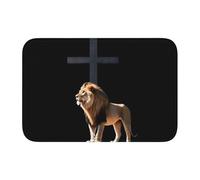 Lock Edge Tapis de sol ourlet 101,6 x 152,4 cm YYHWHJDE le lion sous la croix imprimés pour toilettes, coiffeuse, maison de vacances, salle de bain principale, salle de bain pour enfants et suite