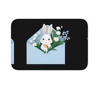 Lock Edge Tapis de sol ourlet 101,6 x 152,4 cm YYHWHJDE Little White Rabbit Flowers on the Enveloppe Imprimés pour toilettes, coiffeuse, maison de vacances, salle de bain principale, salle de bain