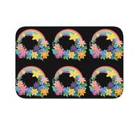 Lock Edge Tapis de sol ourlet 101,6 x 152,4 cm YYHWHJDE motif étoiles arc-en-ciel fleurs antidérapant fond moulé goutte à goutte, idéal facile à nettoyer et résistant à la décoloration