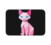 Lock Edge Tapis de sol ourlet 101,6 x 152,4 cm YYHWHJDE origami imprimé chat rose pour toilettes, coiffeuse, maison de vacances, salle de bain principale, salle de bain pour enfants et suite d'invités