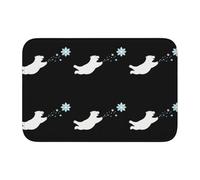 Lock Edge Tapis de sol ourlet 101,6 x 152,4 cm YYHWHJDE ours polaire chassant flocons de neige volants Fond antidérapant moulé par goutte, idéal facile à nettoyer et résistant à la décoloration