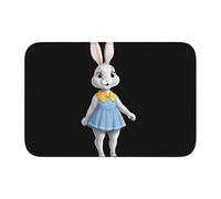 Lock Edge Tapis de sol ourlet 101,6 x 152,4 cm YYHWHJDE petit lapin gris dans une robe imprimés pour toilettes, coiffeuse, maison de vacances, salle de bain principale, salle de bain pour enfants et
