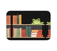 Lock Edge Tapis de sol ourlet 101,6 x 152,4 cm YYHWHJDE Petite grenouille sur la bibliothèque imprimés pour toilettes, coiffeuse, maison de vacances, salle de bain principale, salle de bain pour
