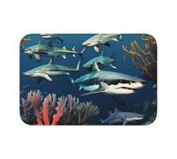 Lock Edge Tapis de sol ourlet 101,6 x 152,4 cm YYHWHJDE requins sous la mer imprimés pour toilettes, coiffeuse, maison de vacances, salle de bain principale, salle de bain pour enfants et suite