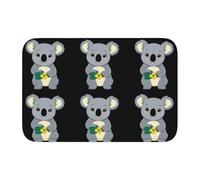 Lock Edge Tapis de sol ourlet 40 x 60 JKIEGOQ Koala jaune fleur image antidérapante fond moulé goutte à goutte, idéal facile à nettoyer et résistant à la décoloration