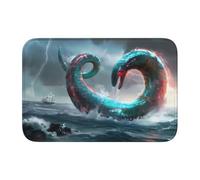 Lock Edge Tapis de sol ourlet 40 x 60 JKIEGOQ Serpent géant dans la mer Image antidérapante Fond moulé goutte à goutte, idéal facile à nettoyer et résistant à la décoloration