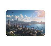 Lock Edge Tapis de sol ourlet 40 x 60 JKIEGOQ surplombant l'image de Hong Kong Fond moulé anti-goutte, idéal facile à nettoyer et résistant à la décoloration