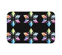 Lock Edge Tapis de sol ourlet 40 x 60 MJHKXLJ creux arc-en-ciel étoiles diamant imprimé pour toilettes, coiffeuse, maison de vacances, salle de bain principale, salle de bain pour enfants et suite