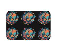 Lock Edge Tapis de sol ourlet 40 x 60 MJHKXLJ feuilles et gouttes imprimées pour toilettes, coiffeuse, maison de vacances, salle de bain principale, salle de bain pour enfants et suite d'invités