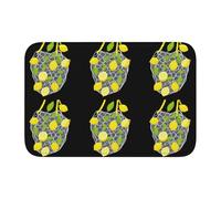 Lock Edge Tapis de sol ourlet 40 x 60 MJHKXLJ Lemons Falling from The Net Bag Imprimé pour toilettes, coiffeuse, maison de vacances, salle de bain principale, salle de bain pour enfants et suite