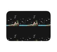 Lock Edge Tapis de sol ourlet 40 x 60 MJHKXLJ Little Girl Watching Seagulls on The Reef Imprimé pour toilettes, coiffeuse, maison de vacances, salle de bain principale, salle de bain pour enfants et