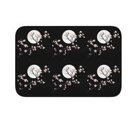 Lock Edge Tapis de sol ourlet 40 x 60 WHJSHOP branches de fleurs sous la lune impression antidérapant fond moulé goutte à goutte, idéal facile à nettoyer et résistant à la décoloration