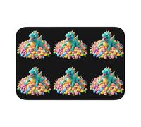 Lock Edge Tapis de sol ourlet 40 x 60 WHJSHOP Dinosaure Jouet dans un tas de bonbons Impression Antidérapant Fond moulé goutte à goutte, idéal facile à nettoyer et résistant à la décoloration