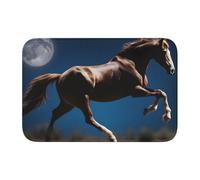 Lock Edge Tapis de sol ourlet 40 x 60 YYHHAOFA Horse Under The Moon Motif pour toilettes, coiffeuse, maison de vacances, salle de bain principale, salle de bain pour enfants et suite d'invités
