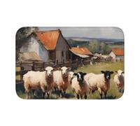 Lock Edge Tapis de sol ourlet 40 x 60 YYHHAOFA Motif animaux de la ferme mignons pour toilettes, coiffeuse, maison de vacances, salle de bain principale, salle de bain pour enfants et suite d'invités