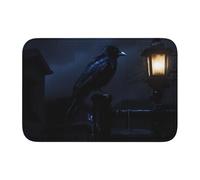 Lock Edge Tapis de sol ourlet 40 x 60 YYHHAOFA Motif corbeau nocturne pour toilettes, coiffeuse, maison de vacances, salle de bain principale, salle de bain pour enfants et suite d'invités