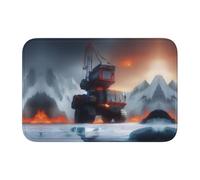 Lock Edge Tapis de sol ourlet 40 x 60 YYHHAOFA motif grue de glace et de feu pour toilettes, coiffeuse, maison de vacances, salle de bain principale, salle de bain pour enfants et suite d'invités