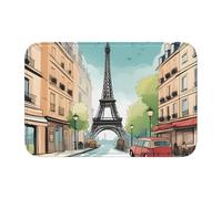 Lock Edge Tapis de sol ourlet 40 x 60 YYHHAOFA romantique Paris Tour Eiffel Bycicle Motif pour toilettes, coiffeuse, maison de vacances, salle de bain principale, salle de bain pour enfants et suite
