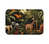 Lock Edge Tapis de sol ourlet 40 x 60 YYHWHJDE animaux dans la forêt tropicale imprimés pour toilettes, coiffeuse, maison de vacances, salle de bain principale, salle de bain pour enfants et suite