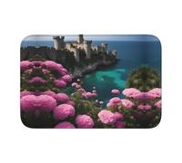 Lock Edge Tapis de sol ourlet 40 x 60 YYHWHJDE Belle mer avec de nombreuses fleurs Motif antidérapant Fond moulé goutte à goutte, idéal facile à nettoyer et résistant à la décoloration